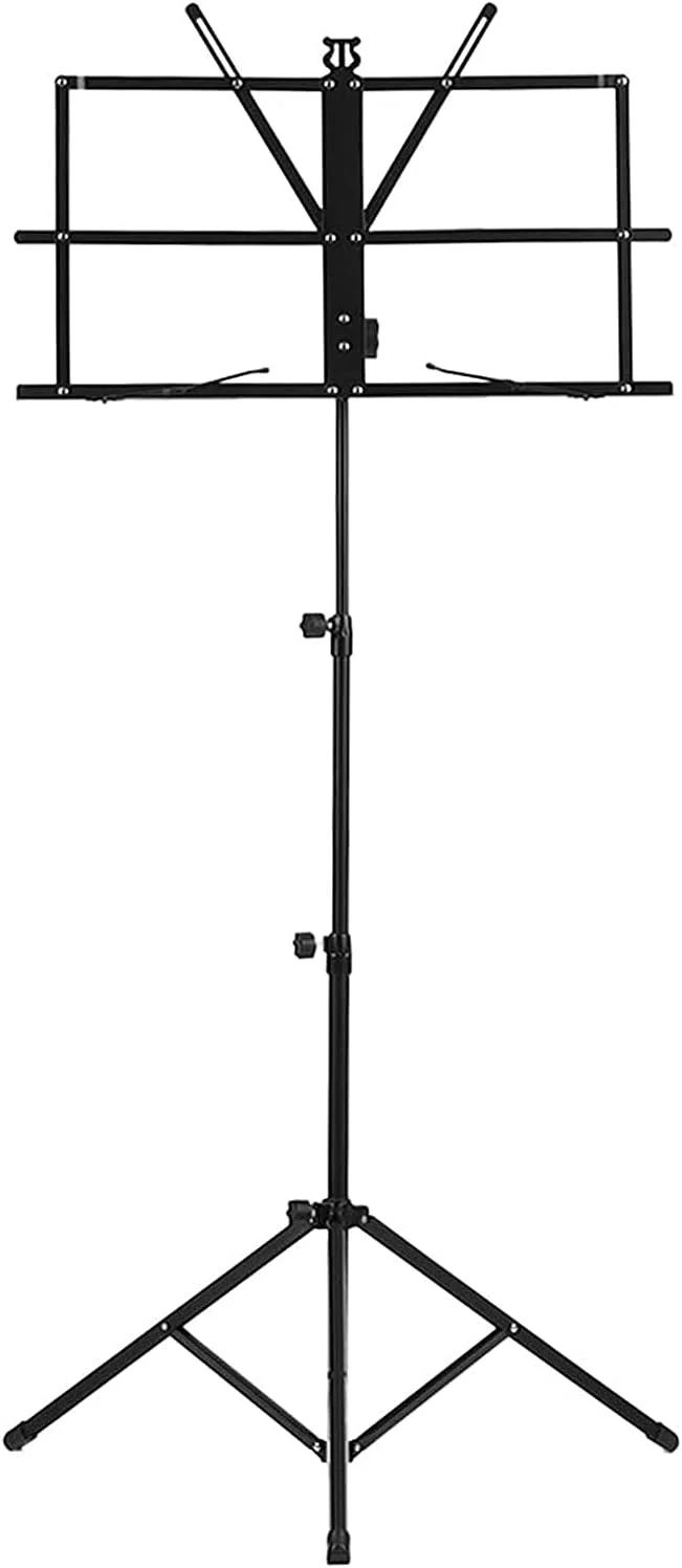 پایه نت موسیقی سه پایه تاشو سبک وزن با کیف حمل ضد آب برای ویولن پیانو گیتار (رنگ: مشکی) (مشکی)