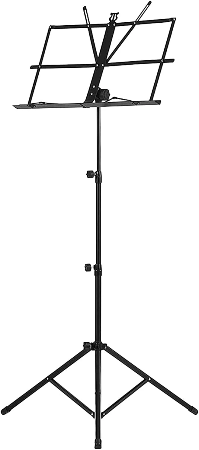 پایه نت موسیقی سه پایه تاشو سبک وزن با کیف حمل ضد آب برای ویولن پیانو گیتار (رنگ: مشکی) (مشکی)