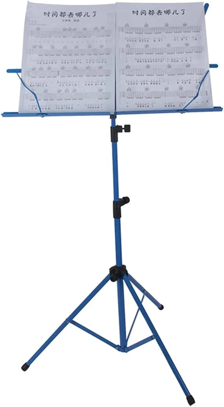 پایه نت تاشو، سه پایه نگهدارنده نت موسیقی سبک وزن با کیف حمل ضد آب برای ویولن، پیانو، گیتار (رنگ: آبی)