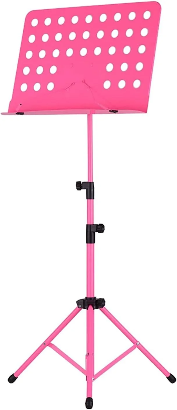 پایه نت فلزی جداشدنی برای سازهای موسیقی پیانو ویولن گیتار لوازم جانبی سه پایه نت (رنگ: مشکی) (صورتی)