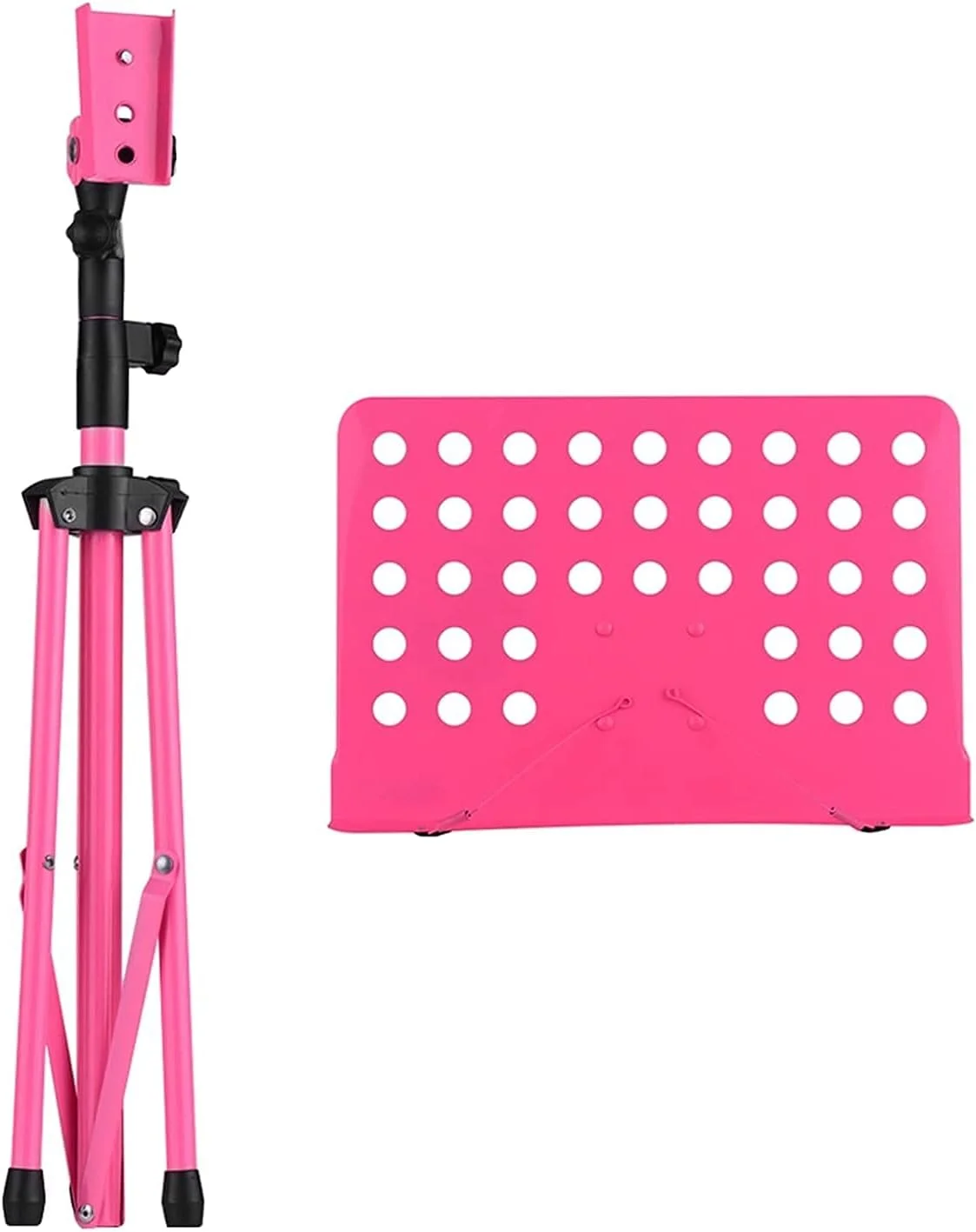 پایه نت فلزی جداشدنی برای سازهای موسیقی پیانو ویولن گیتار لوازم جانبی سه پایه نت (رنگ: مشکی) (صورتی)