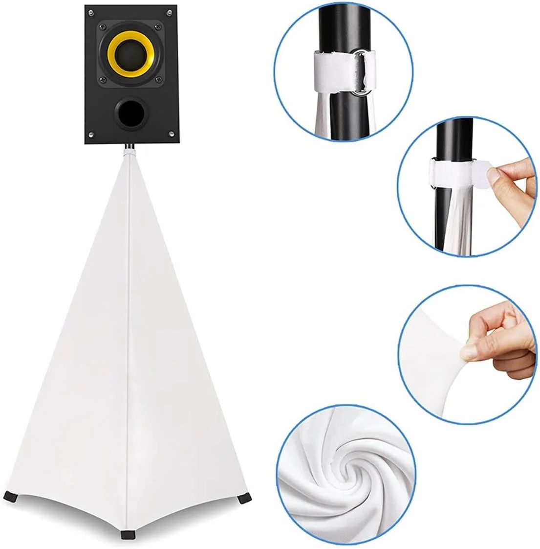 روکش پایه اسپیکر نور DJ جهانی، روکش پارچه ای دو طرفه سه پایه، جنس کشسان، بسته 2 عددی