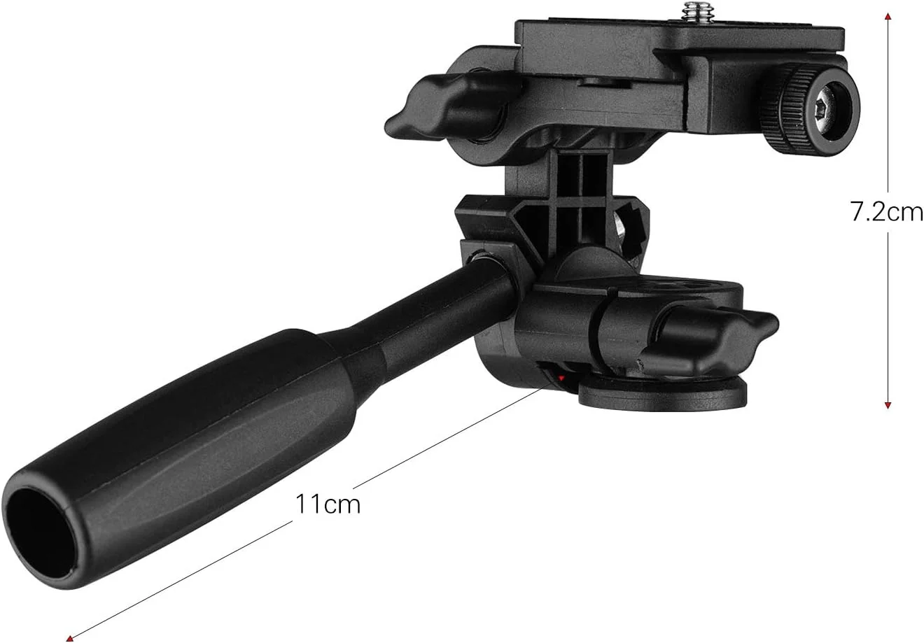 سر سه پایه Joleritc با قابلیت چرخش 360 درجه و تحمل وزن 3 کیلوگرم به همراه دسته و صفحه رهاسازی سریع، مانتینگ یونیورسال 1/4 اینچی برای دوربین