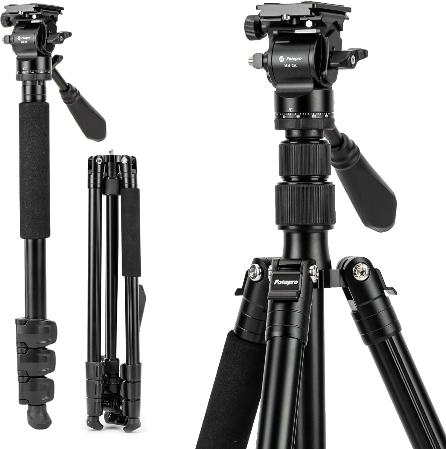 سه پایه فیلمبرداری 198 سانتی متری Fotopro، سه پایه مسافرتی و پایه 360 درجه، سه پایه دوربین حرفه ای Canon Well Mastered Digital ChanFan، 10 کیلوگرم