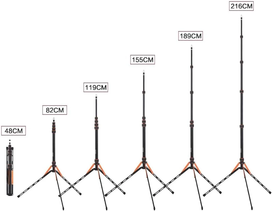 پایه سه پایه تاشو آلومینیومی Labymos SL25-5 با طول 85.03 اینچ، 5 قسمتی قابل تنظیم، ظرفیت بار 5 کیلوگرم، دارای پیچ 1/4 و 3/8 اینچ، سازگار با دوربین، تلفن، گیمبال و چراغ LED