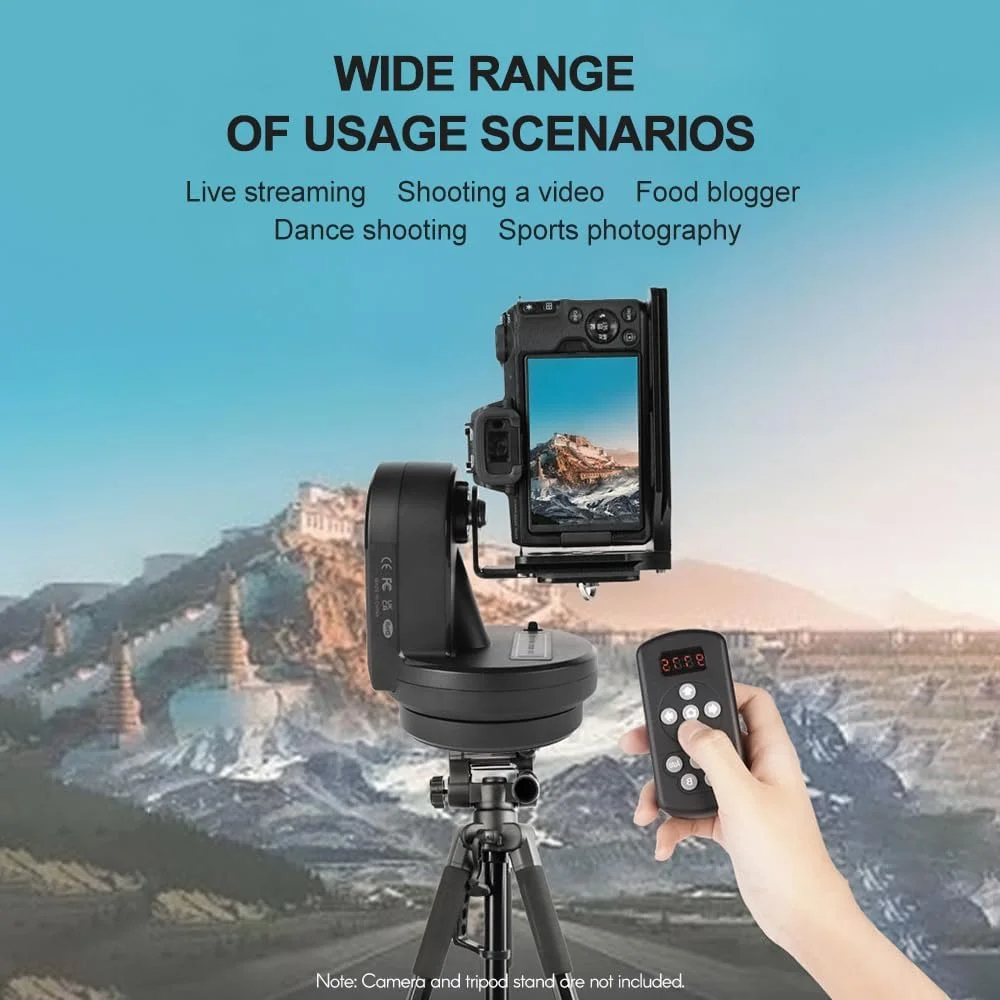 سر متحرک پان تیلت موتوری Fawoonu، سر پانورامای 2 محوره، سر توپی PTZ برقی با ظرفیت بارگیری 1 کیلوگرم، 7 سطح سرعت قابل تنظیم، چرخش 360 درجه با کنترل از راه دور، پیچ 1/4 اینچی برای پخش زنده ولاگ