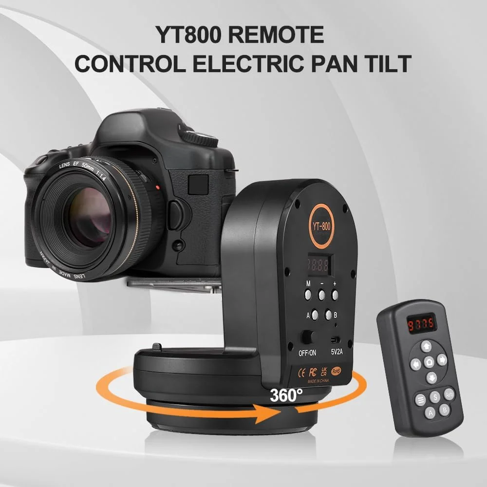 سر متحرک پان تیلت موتوری Fawoonu، سر پانورامای 2 محوره، سر توپی PTZ برقی با ظرفیت بارگیری 1 کیلوگرم، 7 سطح سرعت قابل تنظیم، چرخش 360 درجه با کنترل از راه دور، پیچ 1/4 اینچی برای پخش زنده ولاگ