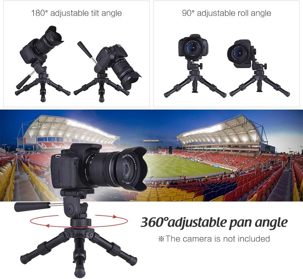 سه پایه رومیزی سبک و قابل حمل Irovami با سر پن و تیلت، حداکثر تحمل وزن 4.5 کیلوگرم برای دوربین DSLR