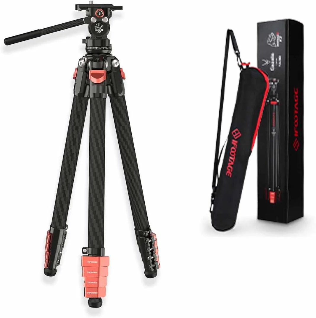 سه پایه فیبر کربنی IFOOTAGE Gazelle TC3B+K3 با هد توپی کوچک K3، طراحی سگکی، وزن سبک 1.3 کیلوگرم، 139.5 سانتی متر