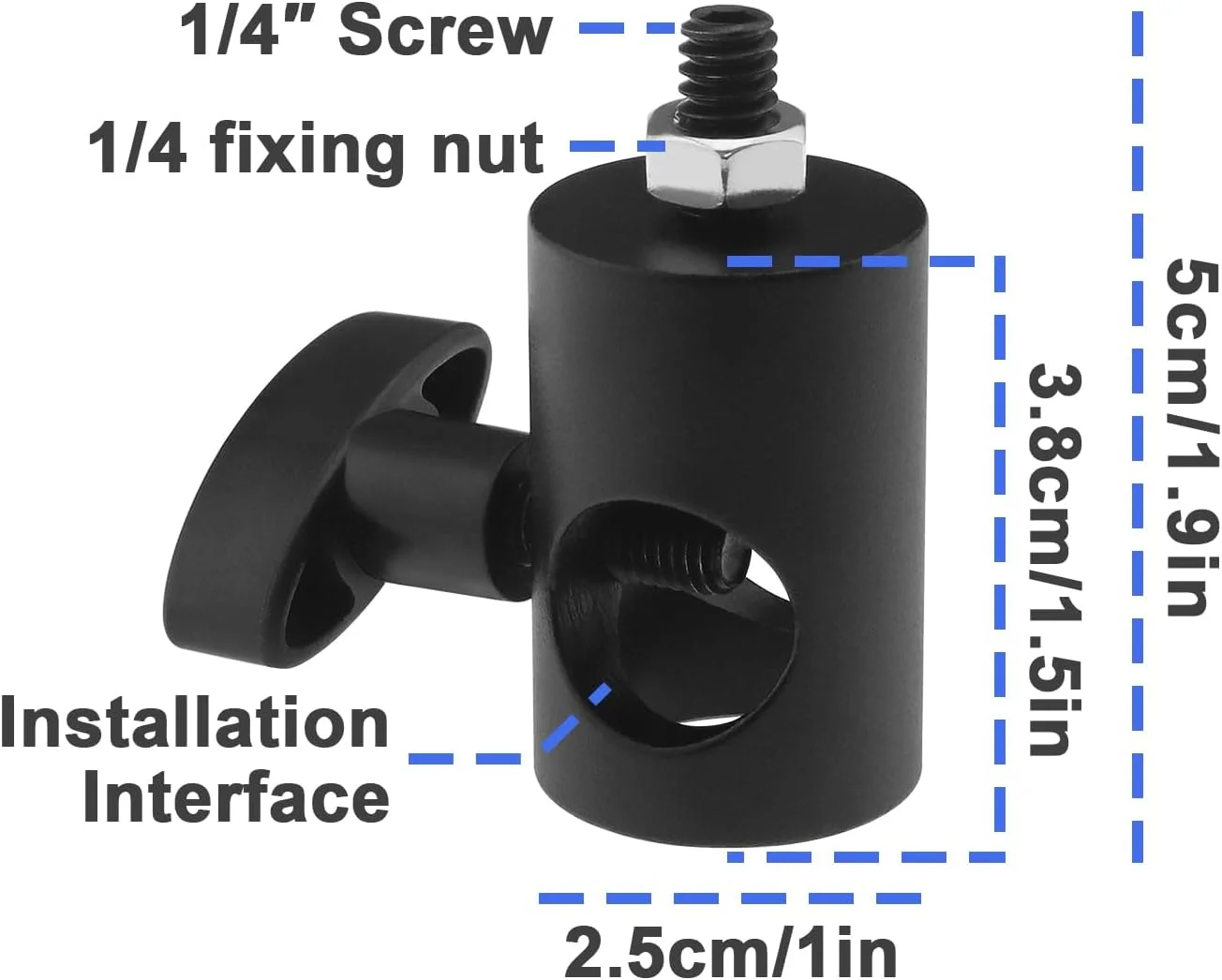 SING F LTD 2 عدد آداپتور سریع با پیچ 1/4 اینچی، آداپتور چند منظوره نوک پایه نور آلیاژ آلومینیوم برای نور ویدئویی عکاسی، چراغ های راست، سر توپی، مشکی
