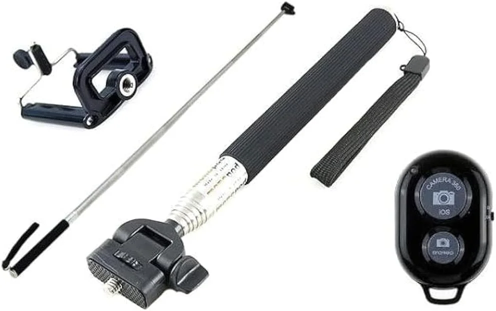 مونوپاد سلفی استیک با شاتر بلوتوثی از راه دور مشکی چند رنگ