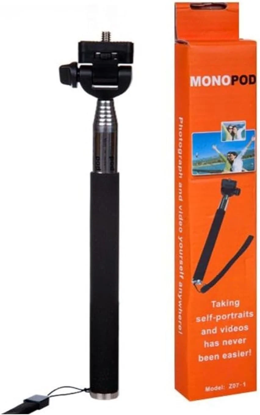 مونوپاد استیک سلفی با گیره نگهدارنده موبایل و شاتر بلوتوثی از راه دور، مشکی چند رنگ