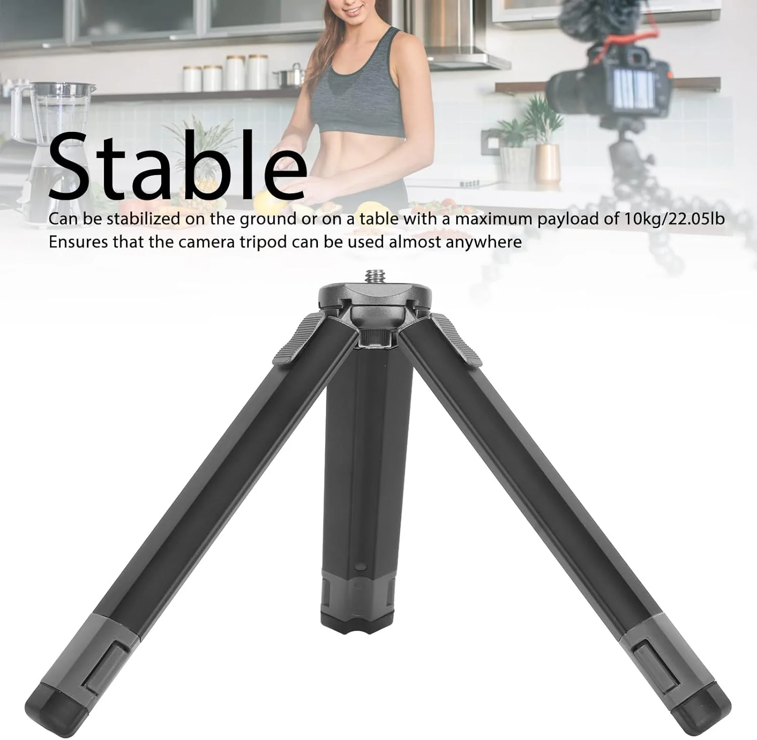 سه پایه کوچک و سبک، پایه قابل افزایش طول، پایه رومیزی کوچک با پیچ 1/4 اینچی، برای دوربین، تلفن، تحمل وزن 10 کیلوگرم، برای پروژکتورها، مانیتورها، دوربین های فیلمبرداری، دوربین ها