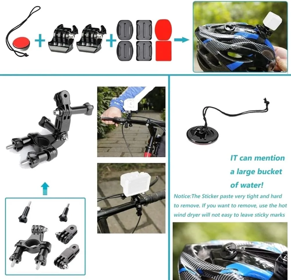 کیت لوازم جانبی دوربین اکشن 50 در 1 شامل جعبه ضد آب و سه پایه برای دوربین های ورزشی اکشن Hero9 8 Max