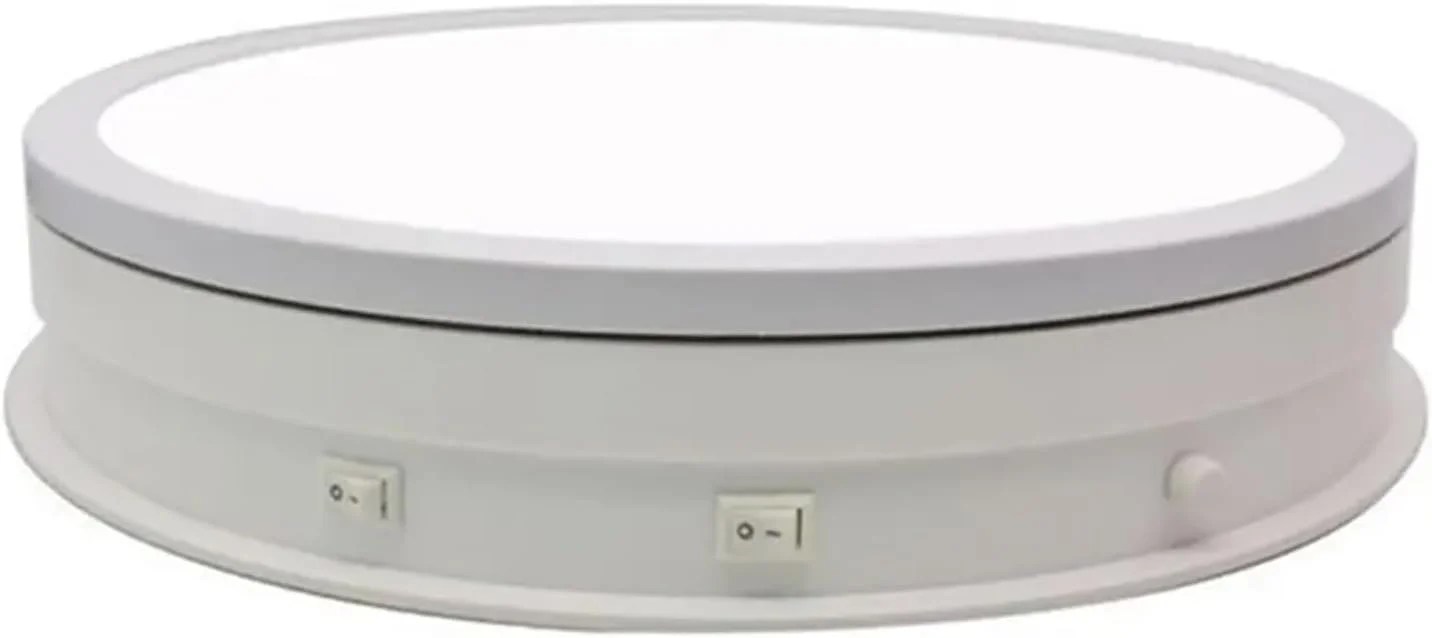 پایه نمایش چرخشی موتوری با نور LED، صفحه گردان اتوماتیک 360 درجه بی صدا، قطر 30 سانتی متر با روشنایی قابل تنظیم و بدون نویز، حداکثر بار 20 کیلوگرم، برای نمایش فروشگاهی، ویدئو