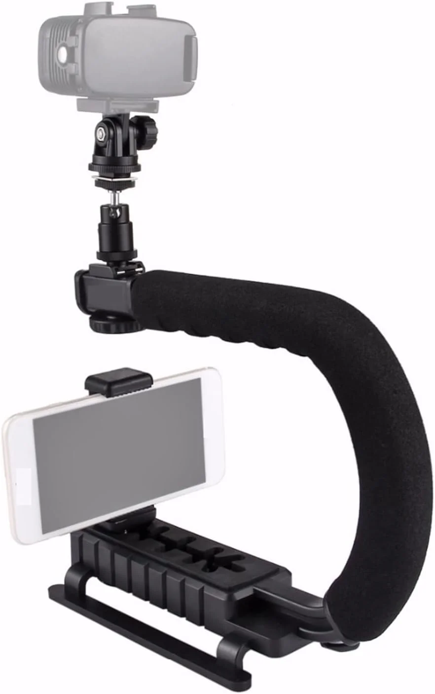 لرزشگیر دستی U شکل FURLOU با آداپتور گیره نگهدارنده گوشی و هد سه پایه (رنگ: 1، اندازه: به همراه میکروفون)