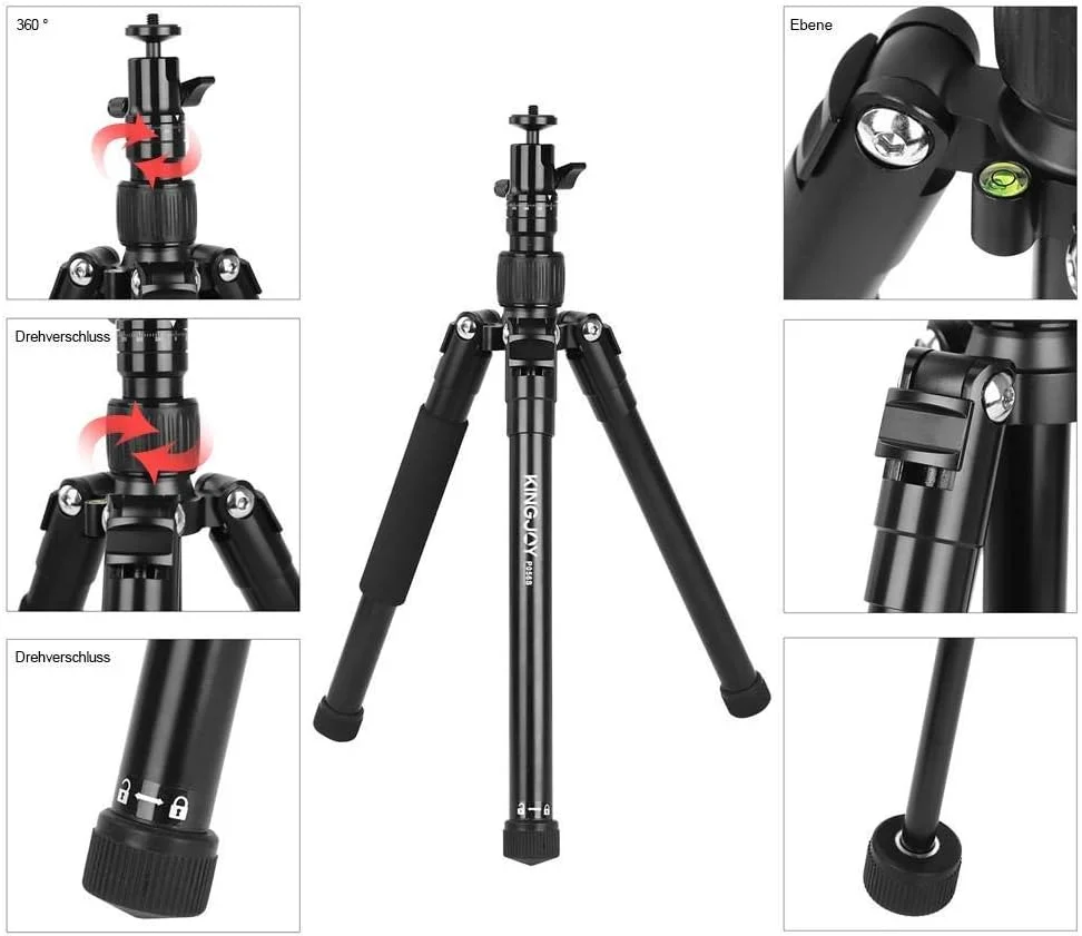 سه پایه مسافرتی سبک FURLOU با سر توپی خرچنگی رهاسازی سریع 1/4 اینچی، سه پایه با سر توپی تک پایه جداشدنی، مناسب برای اکثر دوربین ها