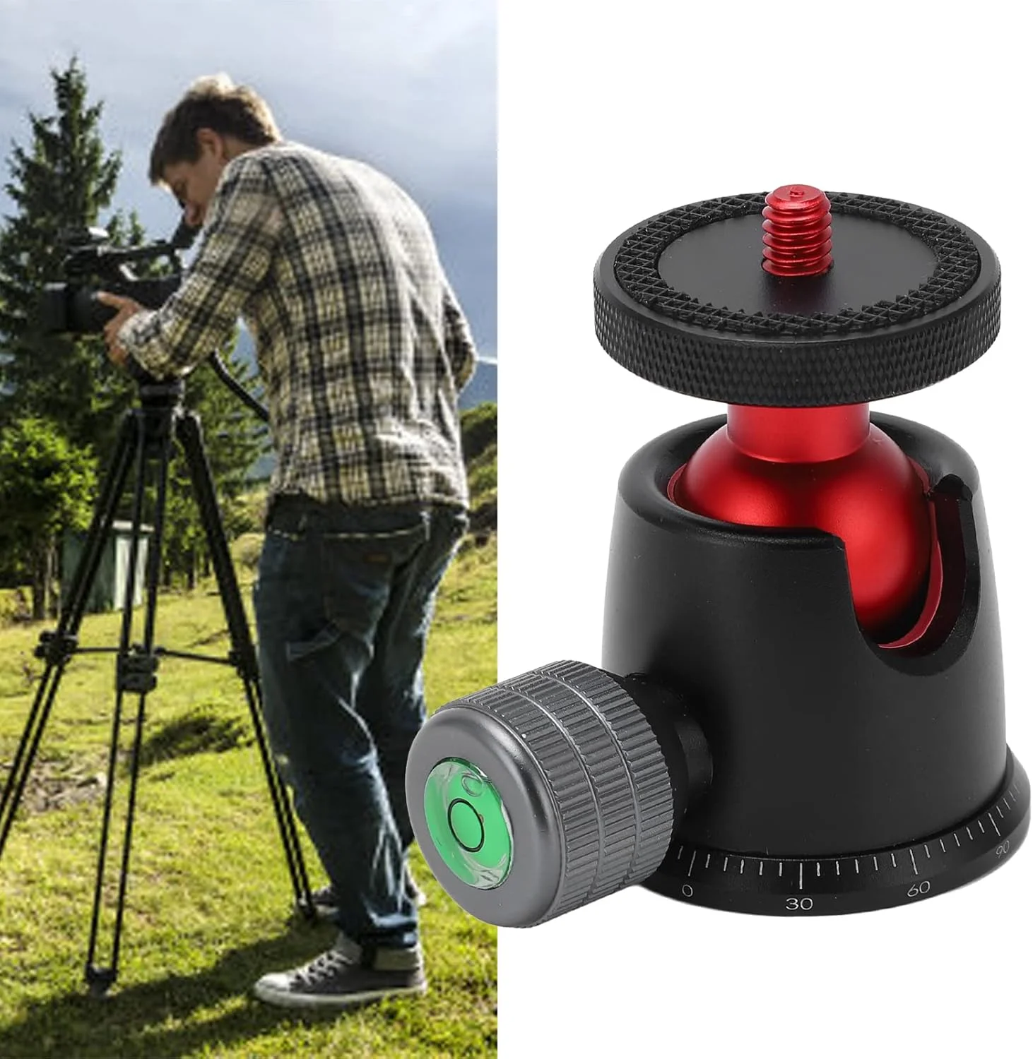 سر توپی، سر توپی سه پایه آلیاژ آلومینیوم با دکمه تراز، فرآیند CNC برای ریل لغزنده