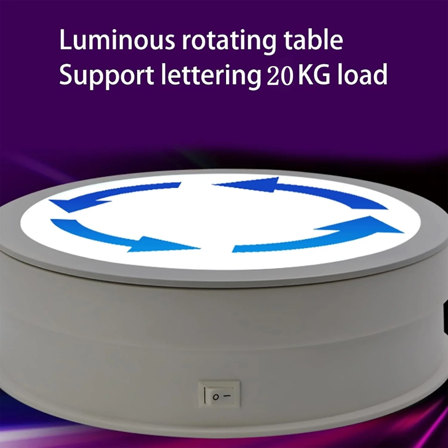 پایه نمایش چرخشی موتوری با نور LED، صفحه گردان اتوماتیک 360 درجه بی صدا، قطر 30 سانتی متر با روشنایی قابل تنظیم و بدون نویز، حداکثر بار 20 کیلوگرم، برای نمایش فروشگاهی، ویدئو