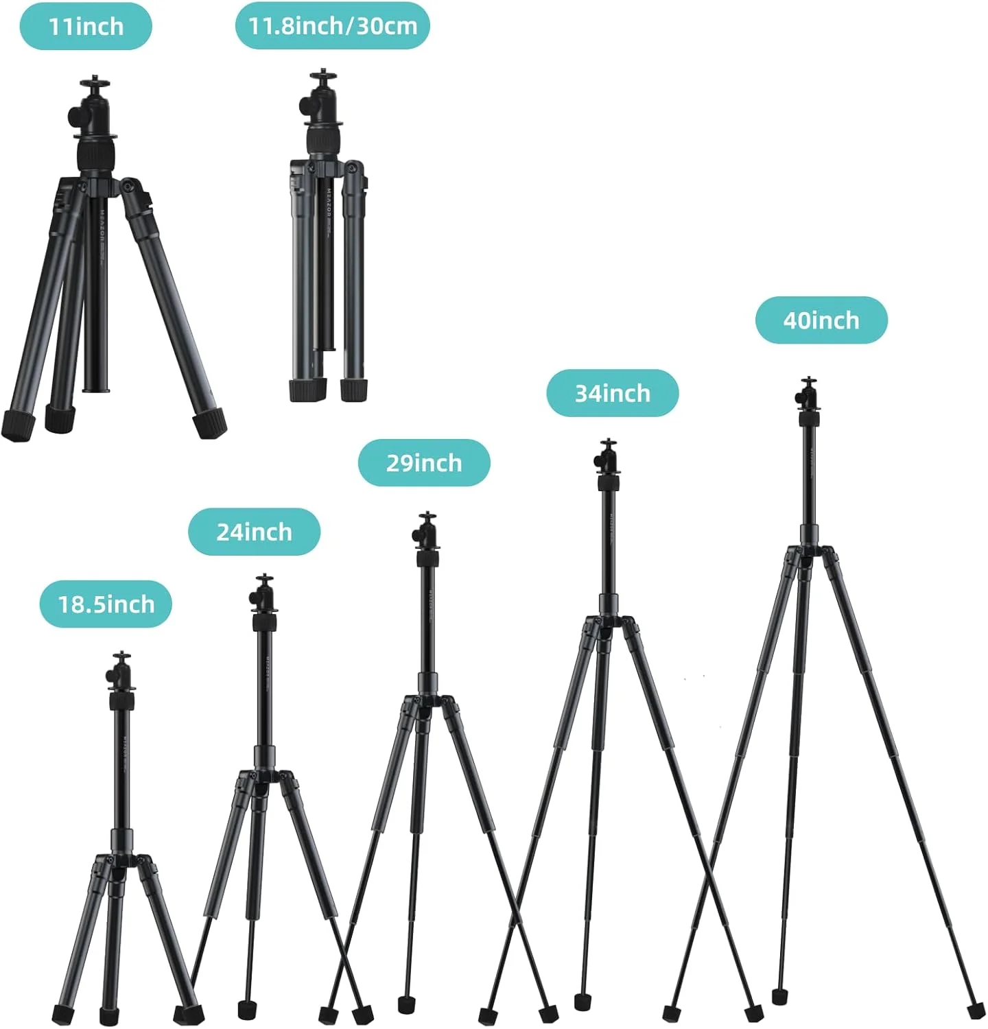 کیت سه پایه حرفه ای HOZO M-Cube: شامل کیف EVA، پایه سه پایه آلومینیومی قابل تنظیم با گرانش پایین 11-40 اینچ با سر توپی چرخان 360 درجه، طراحی رهاسازی سریع 5 مرحله ای، حداکثر بار 5 کیلوگرم