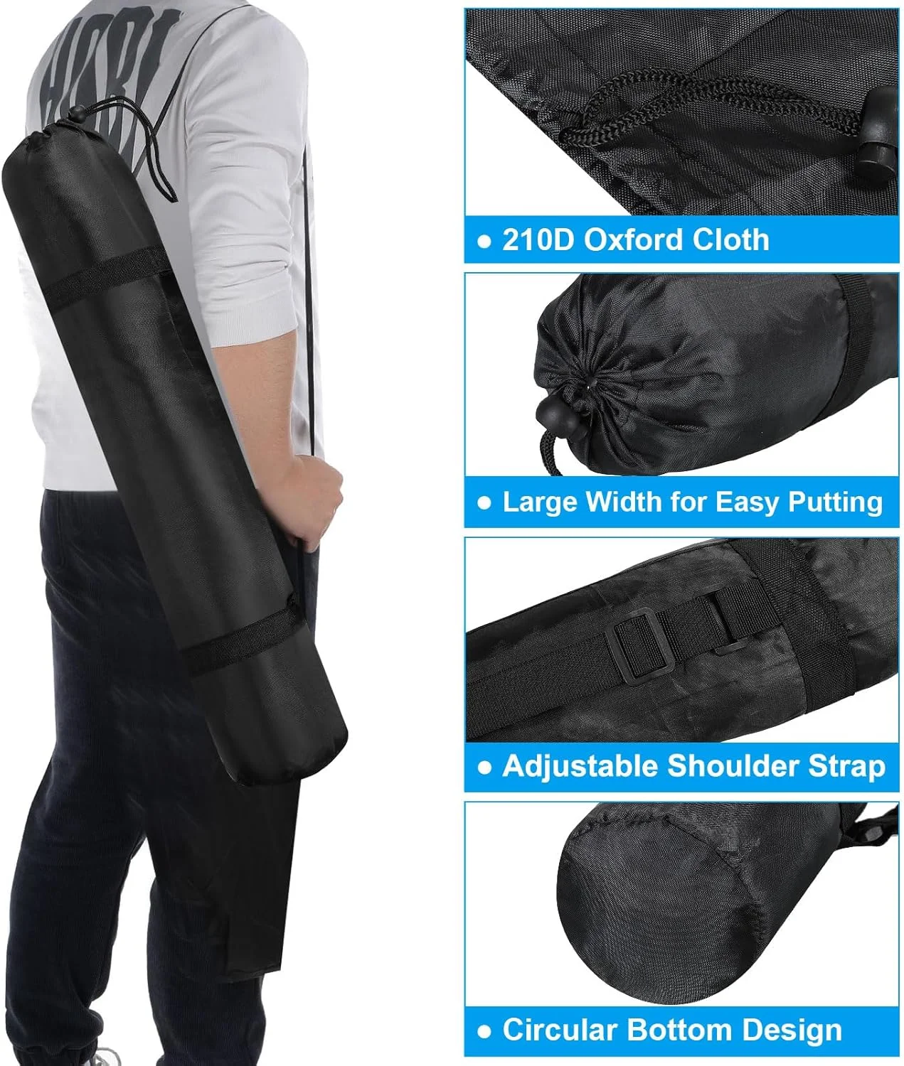 کیف حمل سه پایه PATIKIL، کیف نگهداری سه پایه تاشو نایلونی با بند شانه ای برای مسافرت و کمپینگ، مشکی