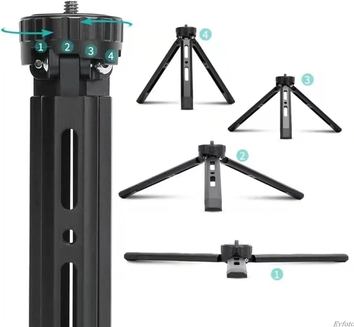 سه پایه کوچک دوربین، سه پایه آلومینیومی دوربین، سه پایه رومیزی کوچک فلزی برای دوربین DSLR، دوربین فیلمبرداری، پروژکتور