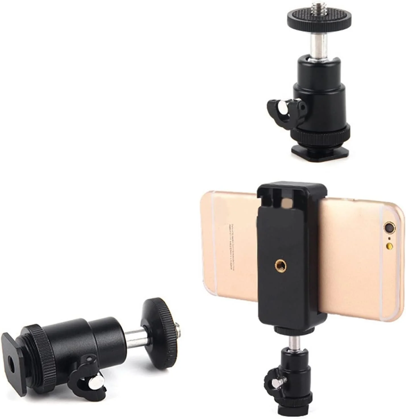 گیره نگهدارنده گوشی موبایل یونیورسال زربا، دارای پیچ اتصال و مانت کفشک دار، مناسب برای سه پایه و تک پایه