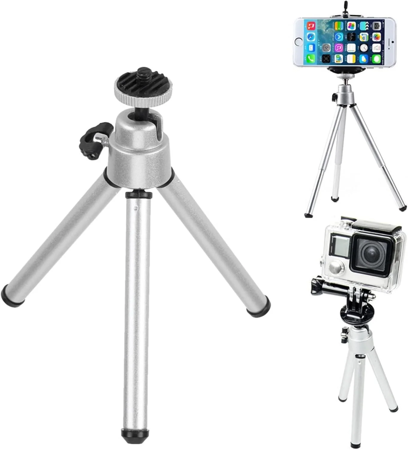 پایه نگهدارنده گوشی موبایل سه پایه کوچک جهانی تاشو رومیزی آلیاژ آلومینیوم تثبیت کننده دوربین و تلفن های هوشمند