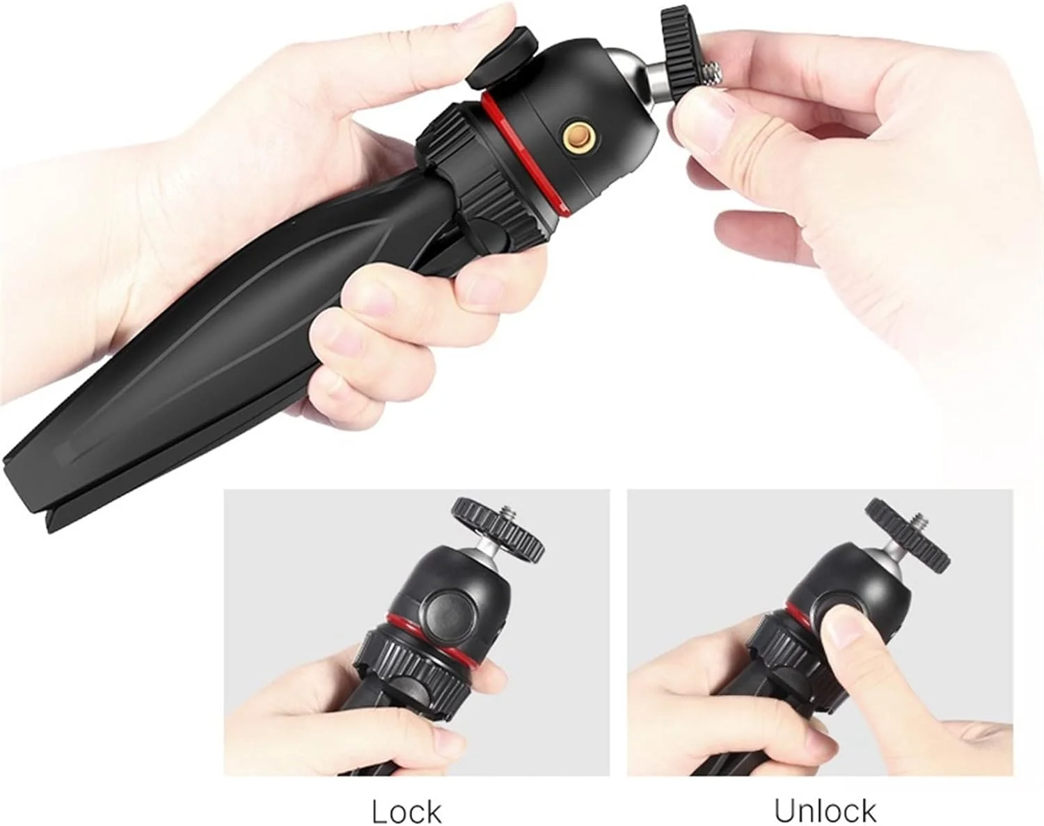 پایه نگهدارنده تلفن همراه سه پایه قابل تنظیم با سر توپی جداشدنی برای سه پایه دوربین SLR تلفن هوشمند