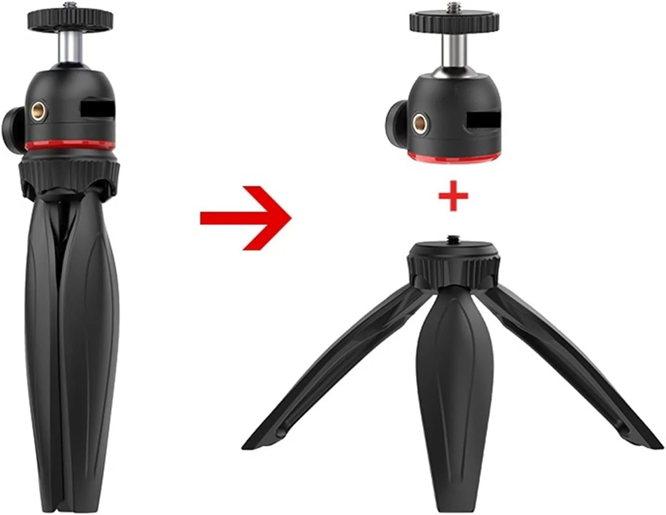 پایه نگهدارنده تلفن همراه سه پایه قابل تنظیم با سر توپی جداشدنی برای سه پایه دوربین SLR تلفن هوشمند
