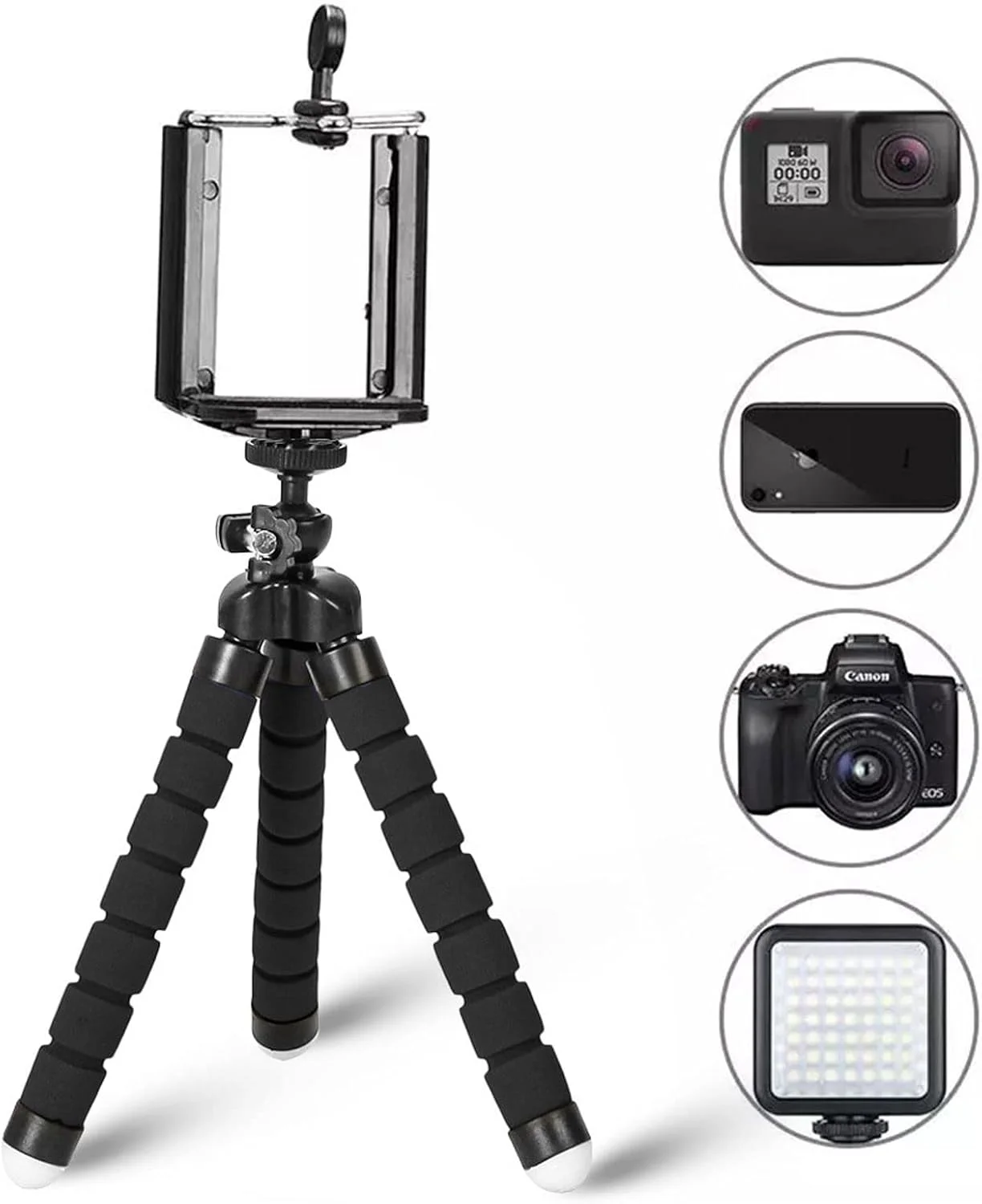 پایه نگهدارنده گوشی موبایل ZURBAA، سه پایه انعطاف پذیر اسفنجی اختاپوسی کوچک برای تلفن، سه پایه دوربین کوچک، نگهدارنده تلفن (رنگ: Hortel)