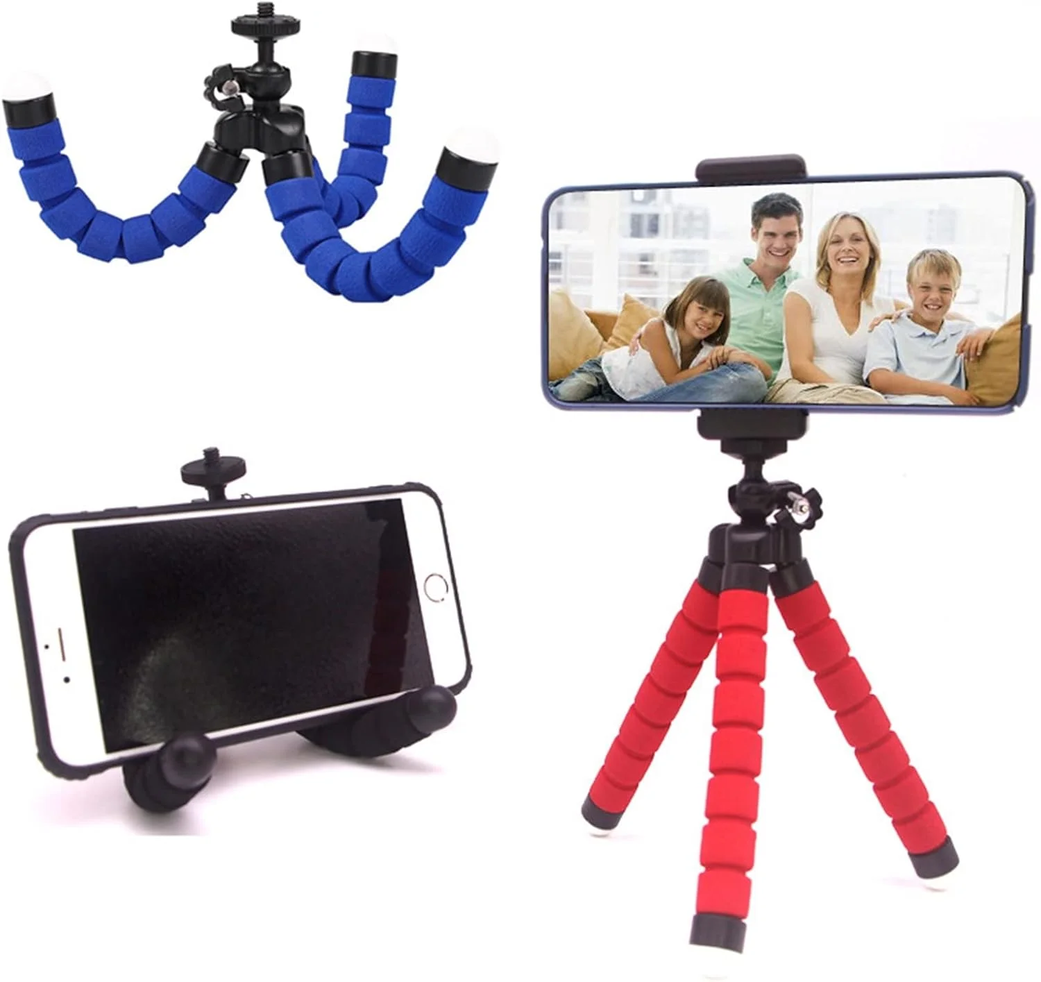 پایه نگهدارنده گوشی موبایل، سه پایه انعطاف پذیر قابل تنظیم با گیره نگهدارنده دوربین گوشی، سه پایه کوچک برای