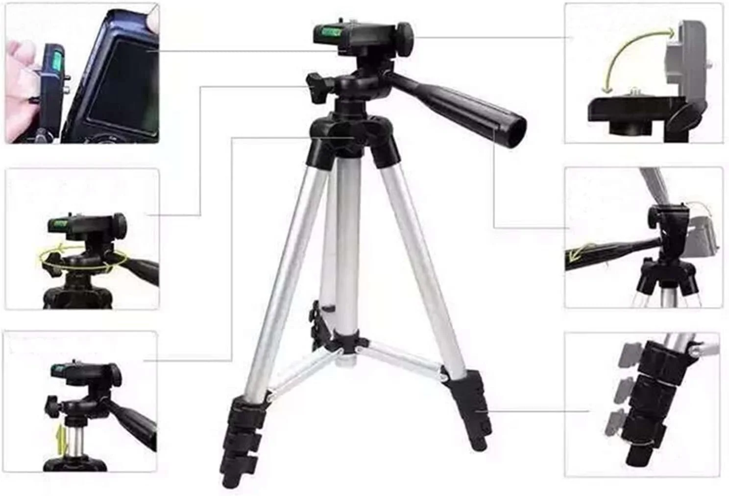 پایه نگهدارنده گوشی موبایل، سه پایه مونوپاد قابل افزایش طول برای دوربین، پایه آلیاژ آلومینیوم نگهدارنده سه پایه
