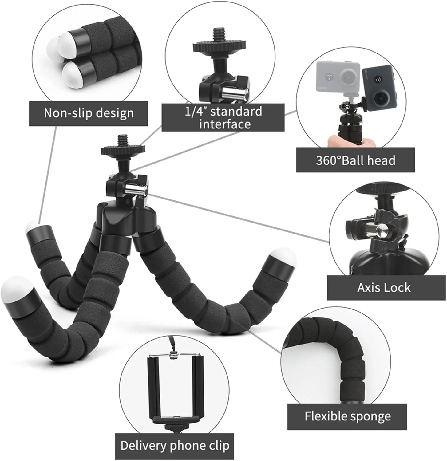 تبدیل پیچ سه پایه آلیاژ آلومینیوم ارتقا یافته، آداپتور اتصال سه پایه کوچک برای