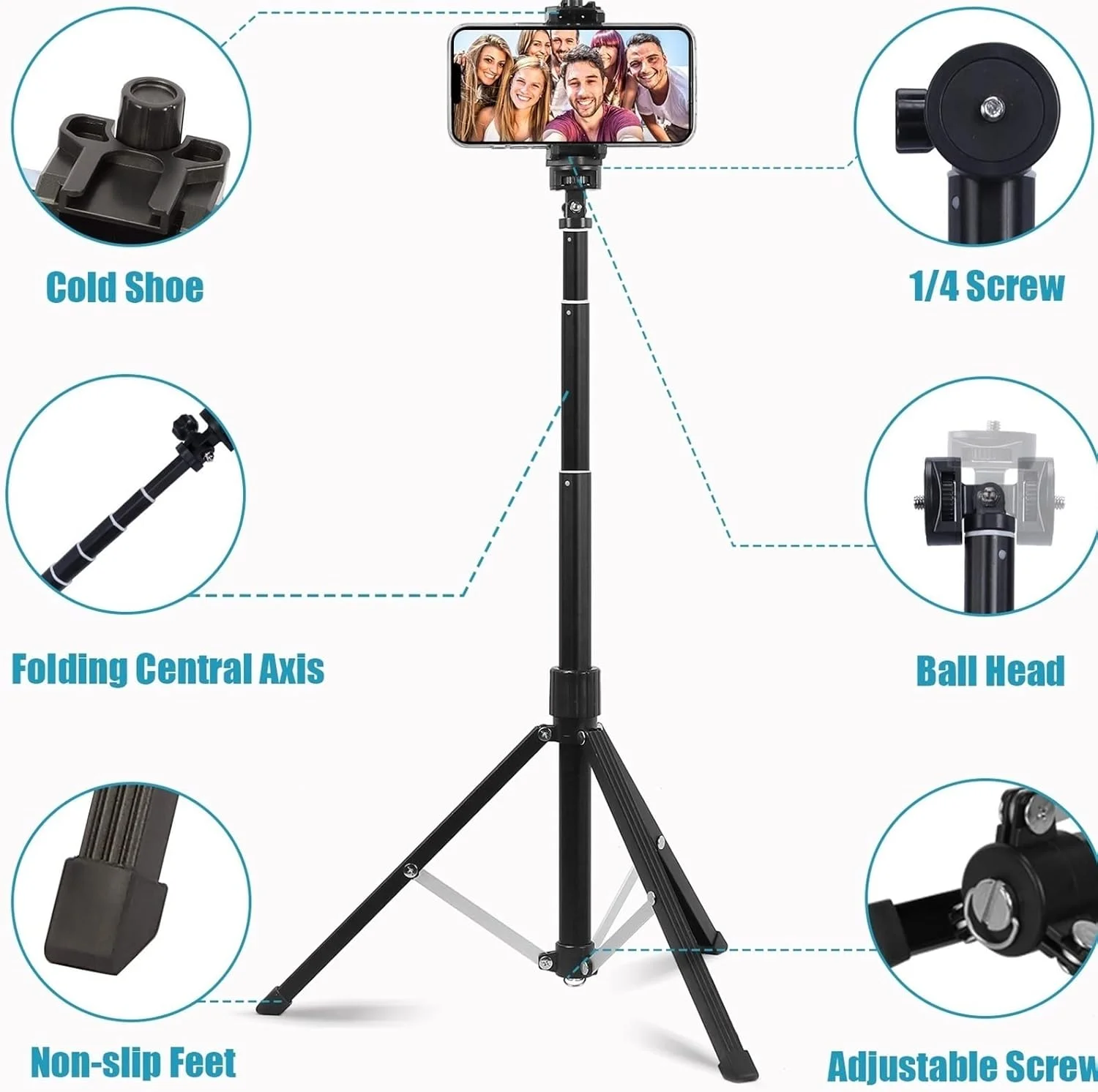 سه پایه تلفن همراه ZURBAA به همراه نگهدارنده یونیورسال