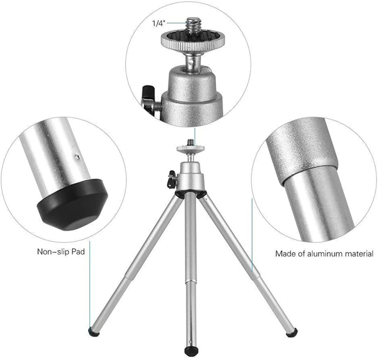 سه پایه رومیزی برای گوشی موبایل، سه پایه کوچک برای دوربین موبایل به همراه گیره نگهدارنده