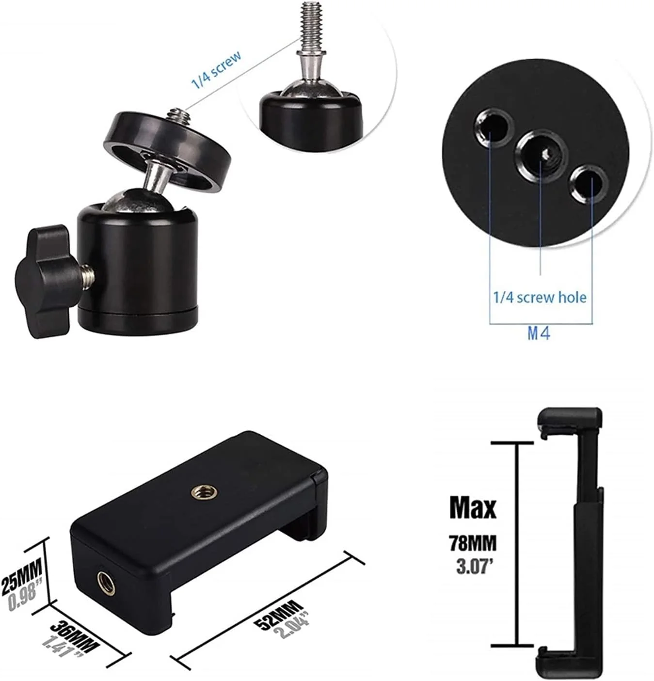 رابط سه پایه ZURBAA برای تلفن، نگهدارنده تلفن هوشمند، سه پایه برای موبایل، پایه تلفن، مونوپاد