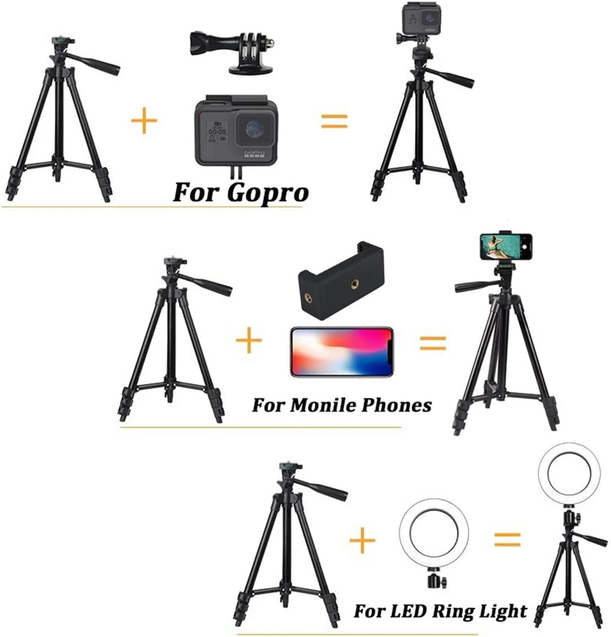 سه پایه تلفن همراه قابل حمل ZURBAA، پایه سلفی، سه پایه آلومینیومی مسافرتی عکاسی جهانی