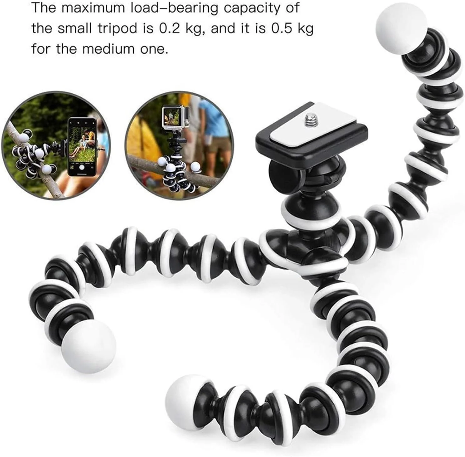 سه پایه انعطاف پذیر اختاپوسی ZURBAA برای تلفن همراه، گوشی هوشمند، رومیزی، سه پایه کوچک به همراه گیره