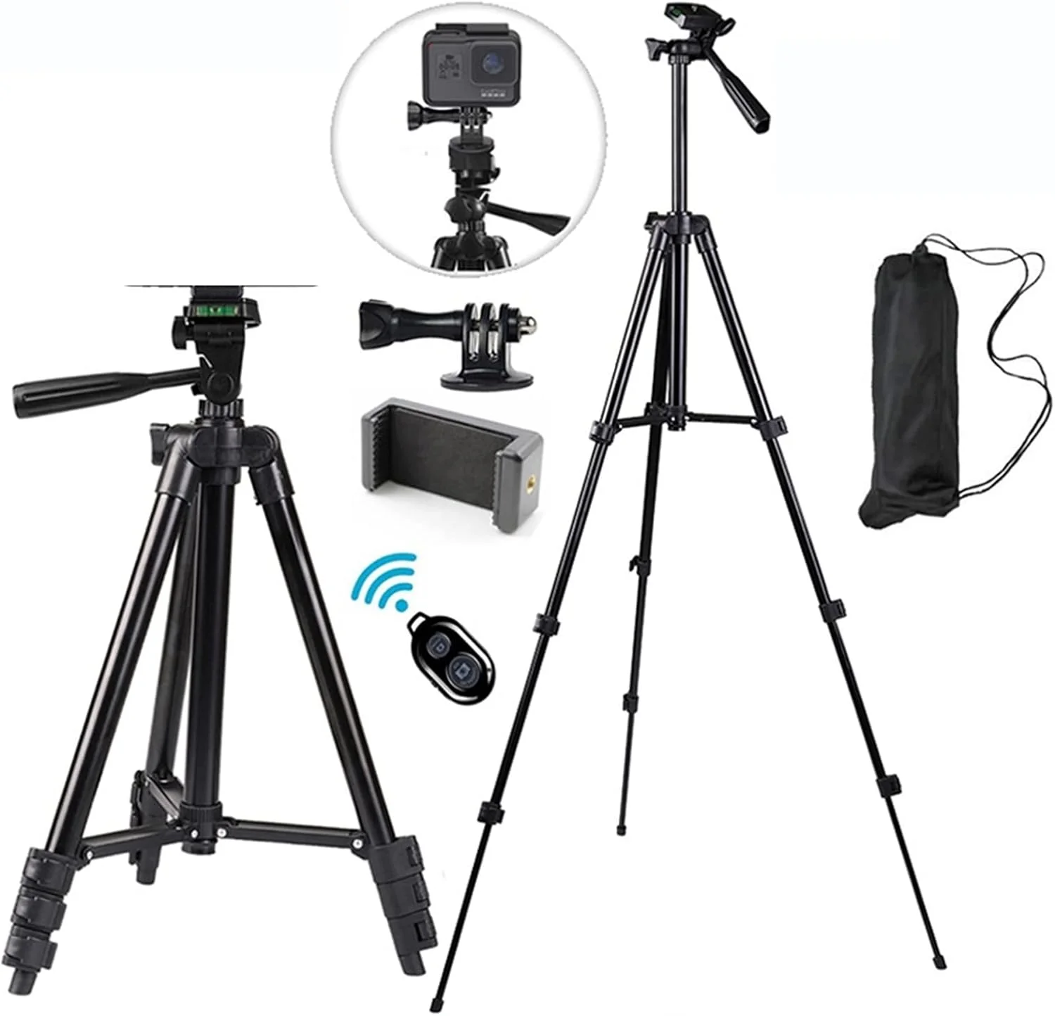 سه پایه تلفن همراه قابل حمل ZURBAA، پایه سلفی، سه پایه آلومینیومی مسافرتی عکاسی جهانی