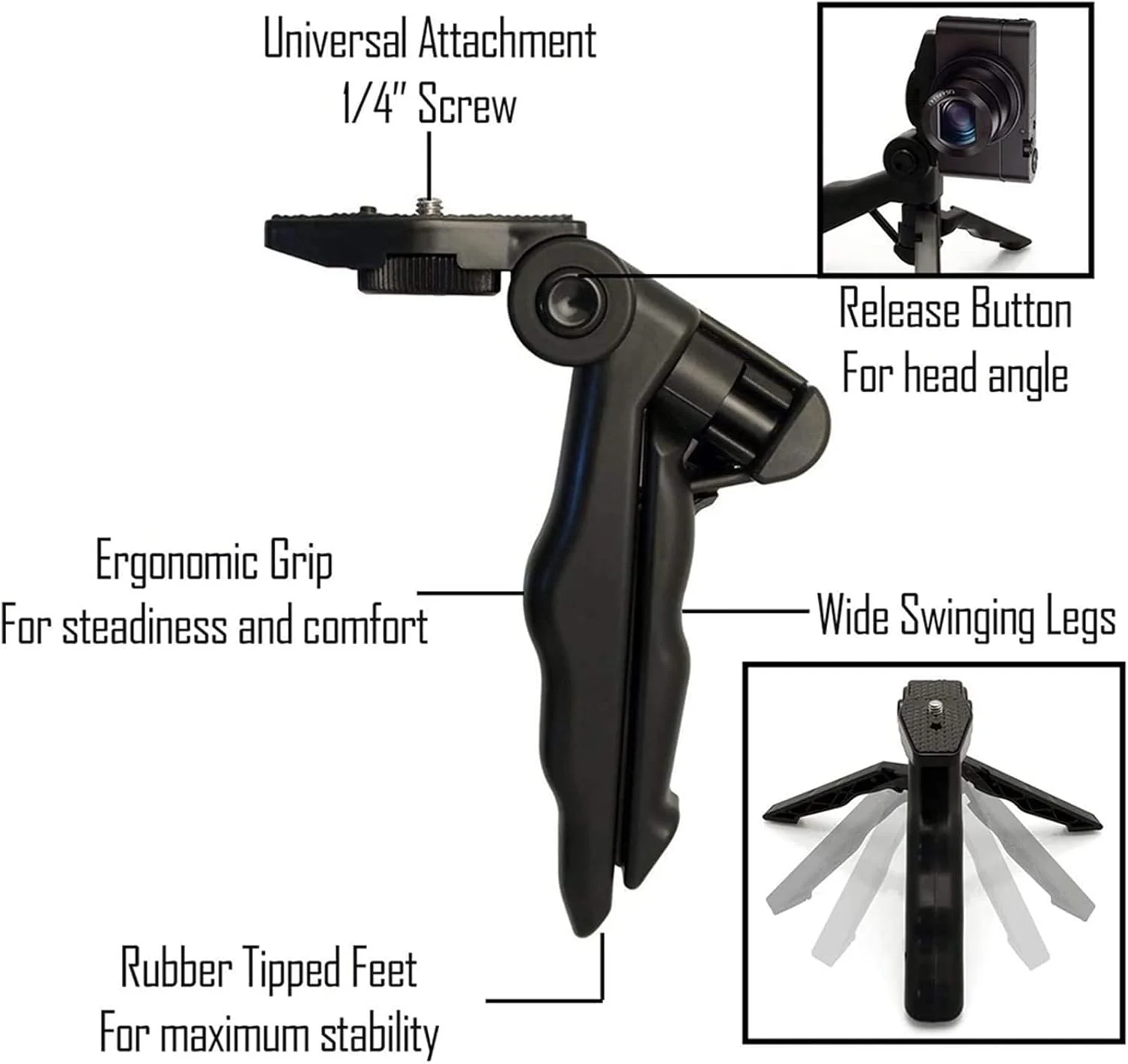 سه پایه رومیزی موبایل ZURBAA، نگهدارنده گوشی موبایل و دوربین اکشن
