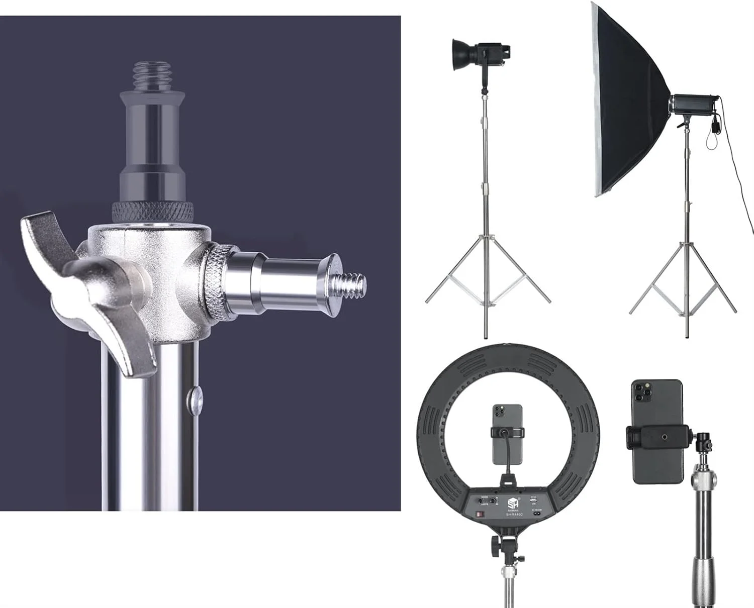 پایه نور استودیویی سه پایه استیل ضد زنگ با تحمل وزن سنگین مناسب برای عکاسی
