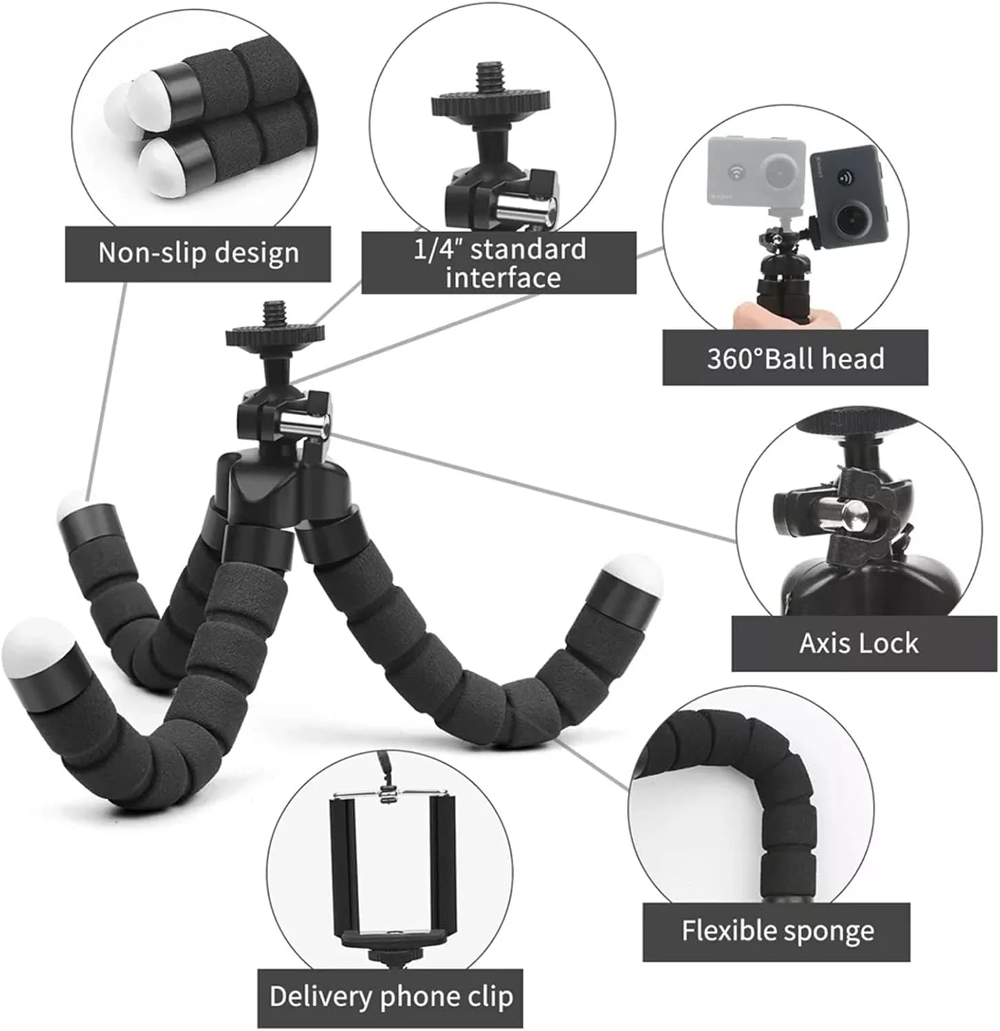 سه پایه، براکت متنوع برای فیلمبرداری، نگهدارنده تلفن همراه