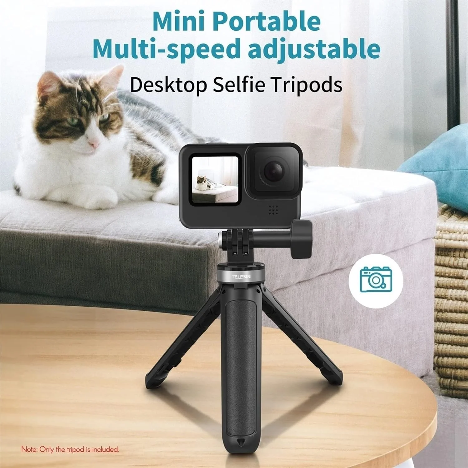 سه پایه مینی دوربین اکشن، مونوپاد سلفی استند رومیزی عکاسی قابل افزایش طول برای