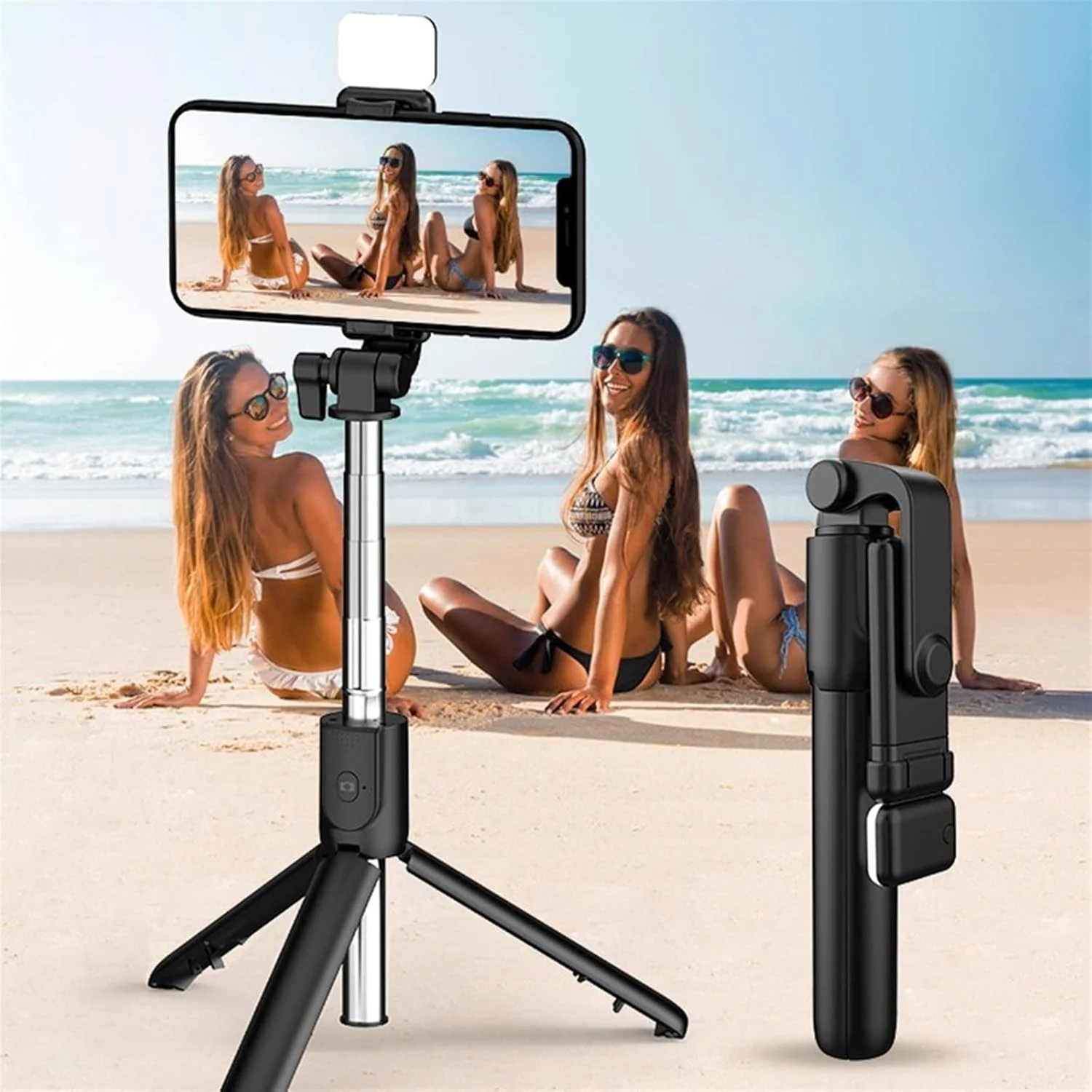 پایه نگهدارنده گوشی موبایل ZURBAA، سه پایه، ریموت کنترل بی‌سیم، مونوپاد سلفی، سه پایه دوربین همه کاره، نگهدارنده دستی تلسکوپی، گیره نگهدارنده دوربین گوشی موبایل