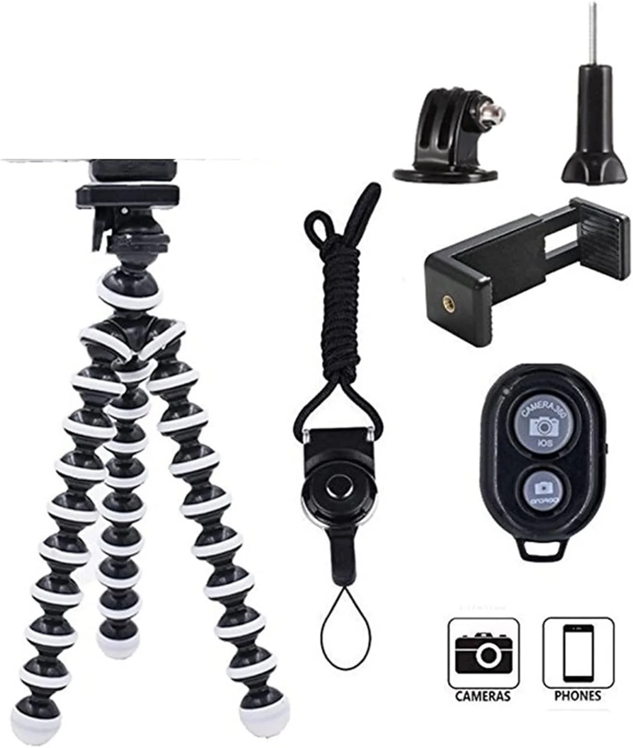 سه پایه مشکی کوچک دوربین موبایل ZURBAA، پایه رومیزی