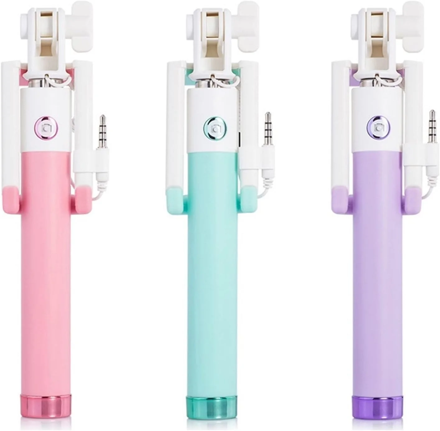 سه پایه تایمر دار سلفی یونیورسال سیم دار برای تلفن های همراه (رنگ: صورتی)