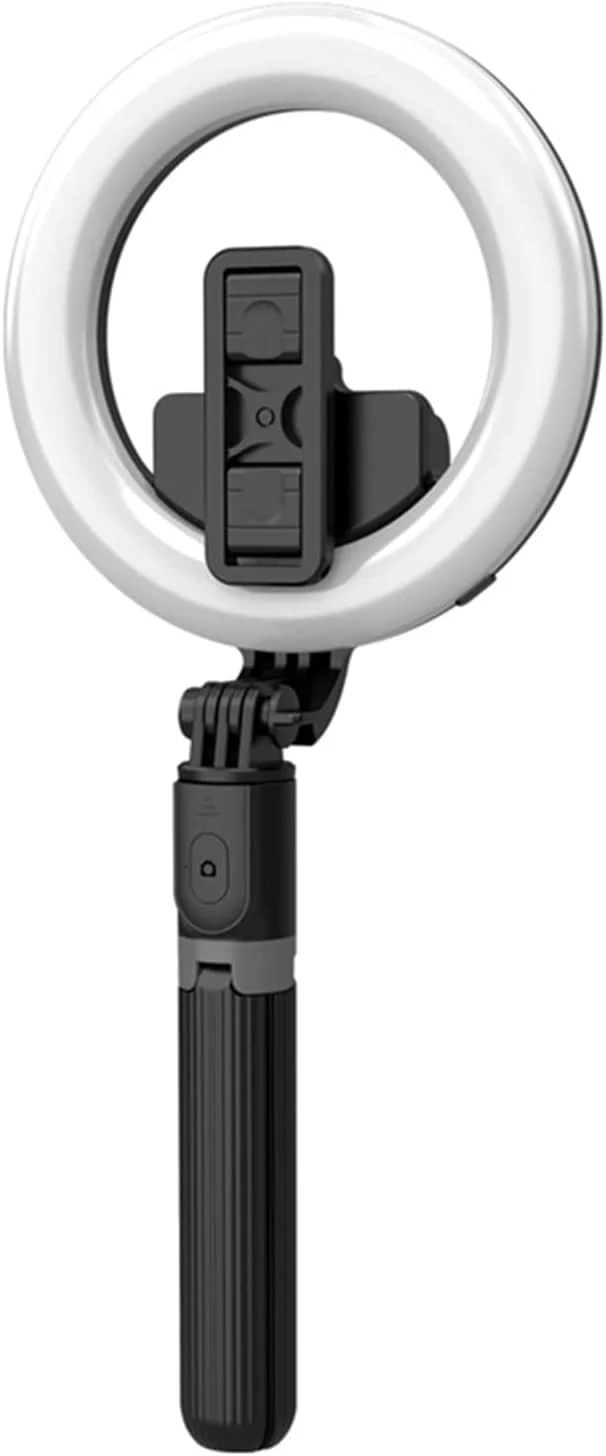 سه پایه نگهدارنده گوشی موبایل بلوتوثی بی سیم با میله تلسکوپی و نور پرکننده