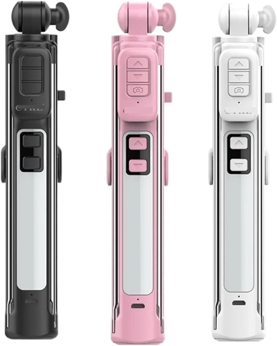 نور پرکننده سه پایه ZURBAA با کنترل از راه دور، مونوپاد قابل افزایش طول با سه پایه، مونوپاد بی سیم سلفی برای تلفن (رنگ: صورتی)