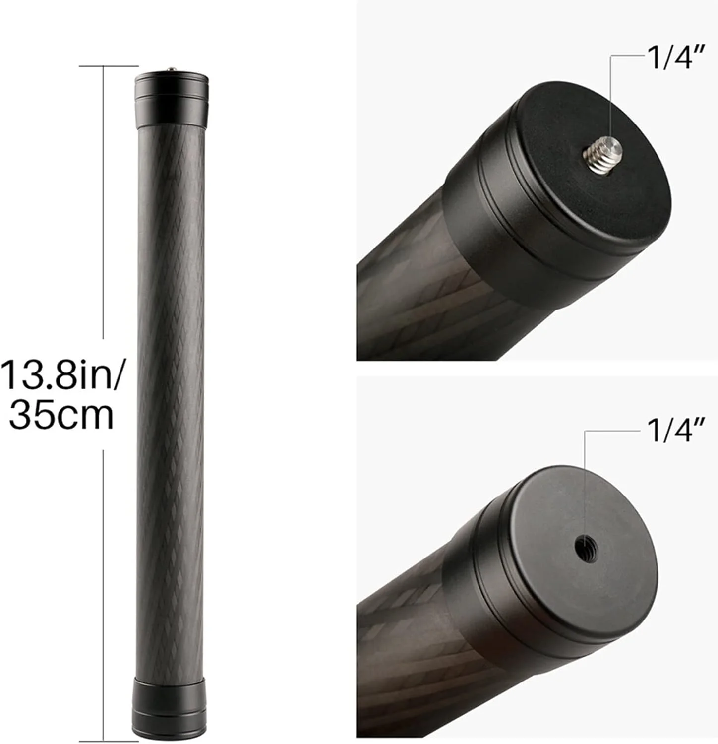 میله افزایش طول فیبر کربنی تثبیت کننده دوربین سه پایه ZURBAA به همراه آداپتور سه پایه